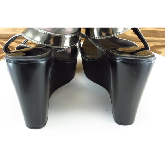 CHARLES DAVID Sz 8 M Silver Ankle Strap Synthetic Women Sandals‎ CCD - Picture 5 of 8